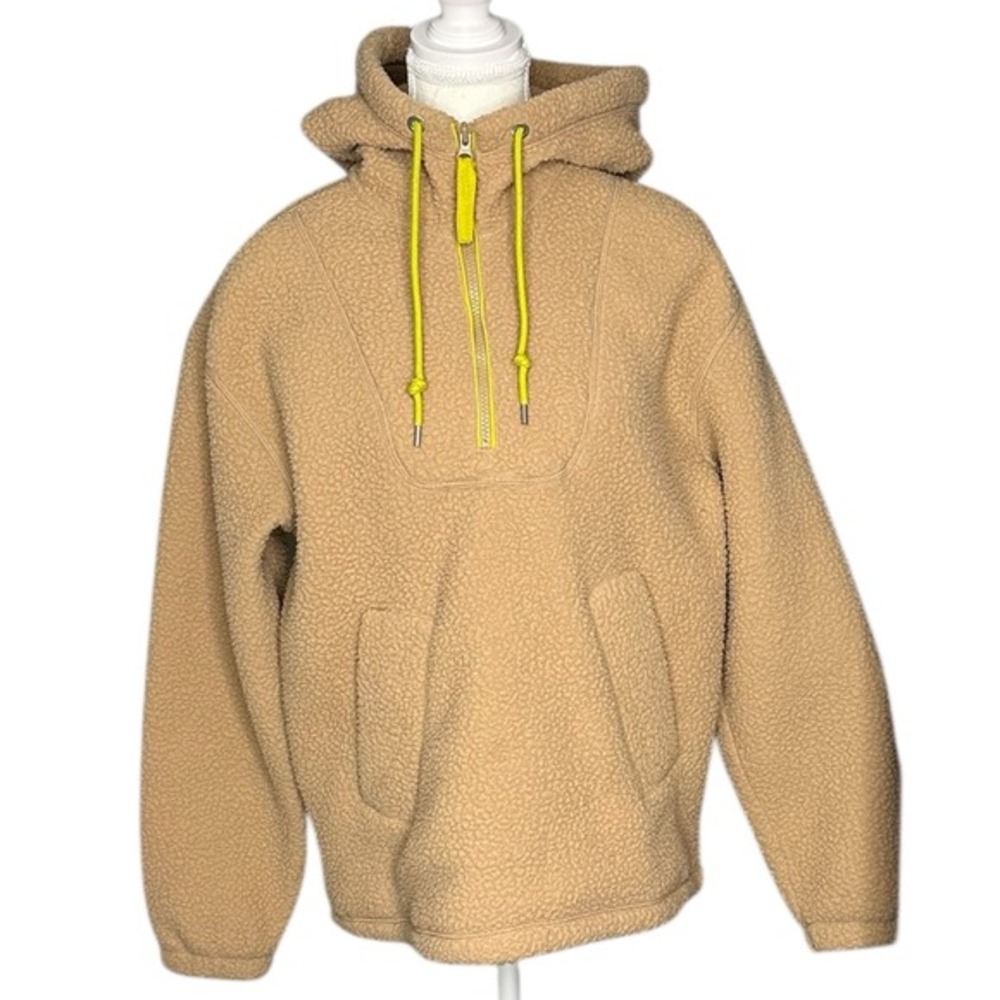 Everlane ReNew Fleece Teddy Pouch Hoodie Camel Brown Half‎ Zip XS F-OTWR-ECTNF